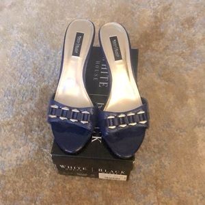 Dark Blue Heeled slides by White House Black Market